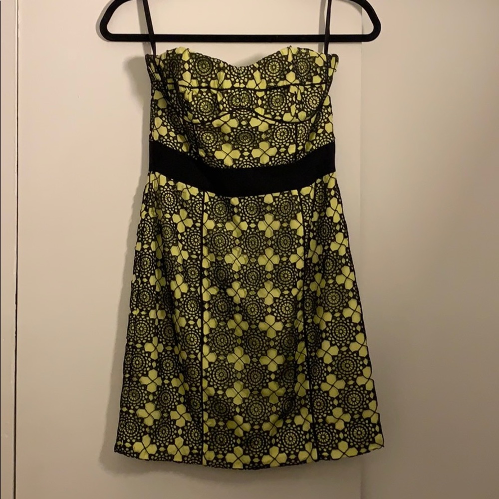 Cynthia Steffe yellow and black embroidery dress